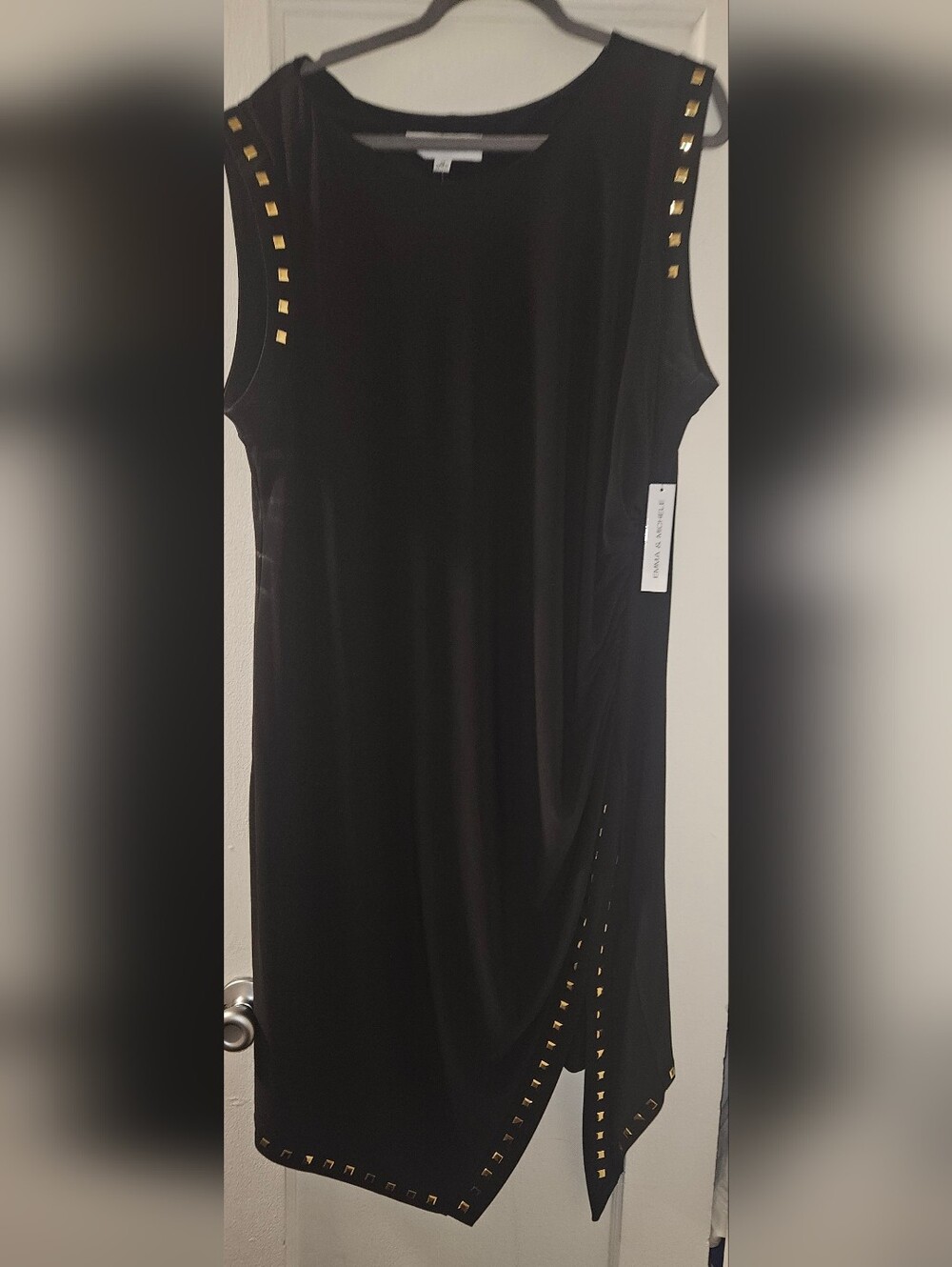Emma & Michele By Ashley Stewart Black Stud-Trim Sleeveless Dress Size 2X